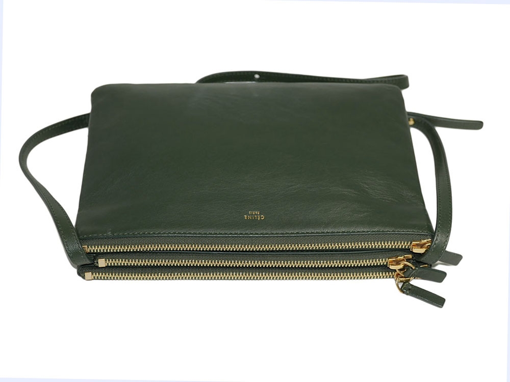 Celine 171453 Olive Green / Amazona Trio Bag Multiple Zipped 3-Way Large Messenger Bag in Smooth Lambskin -32496