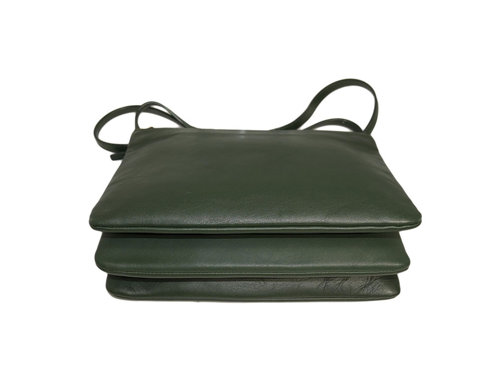 Celine 171453 Olive Green / Amazona Trio Bag Multiple Zipped 3-Way Large Messenger Bag in Smooth Lambskin -32497