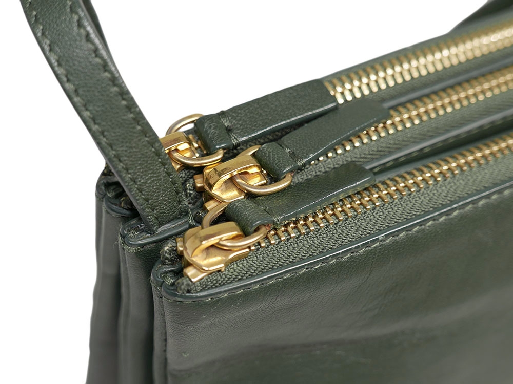 Celine 171453 Olive Green / Amazona Trio Bag Multiple Zipped 3-Way Large Messenger Bag in Smooth Lambskin -32498