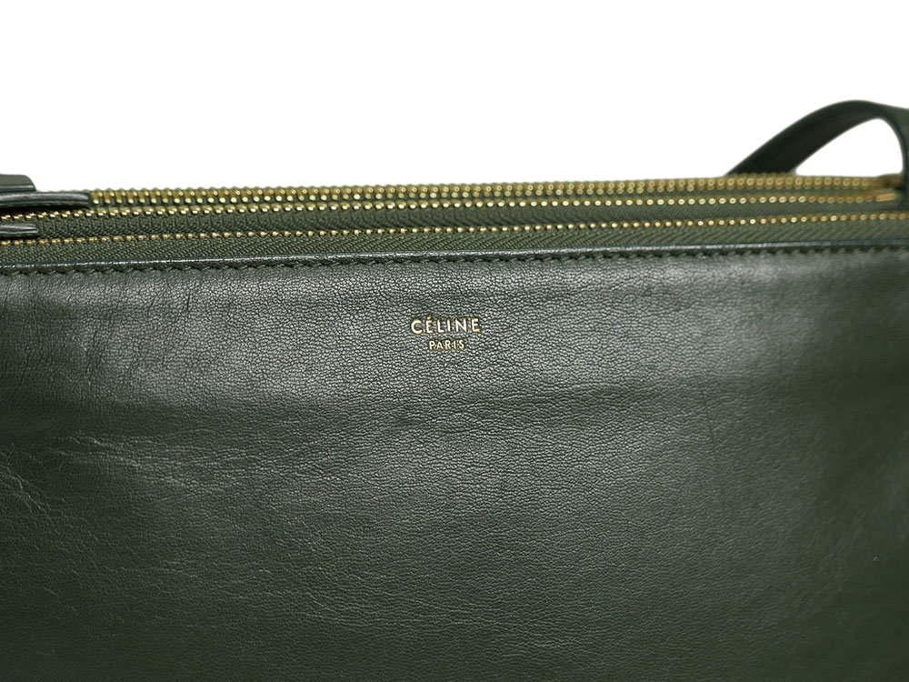 Celine 171453 Olive Green / Amazona Trio Bag Multiple Zipped 3-Way Large Messenger Bag in Smooth Lambskin -32499