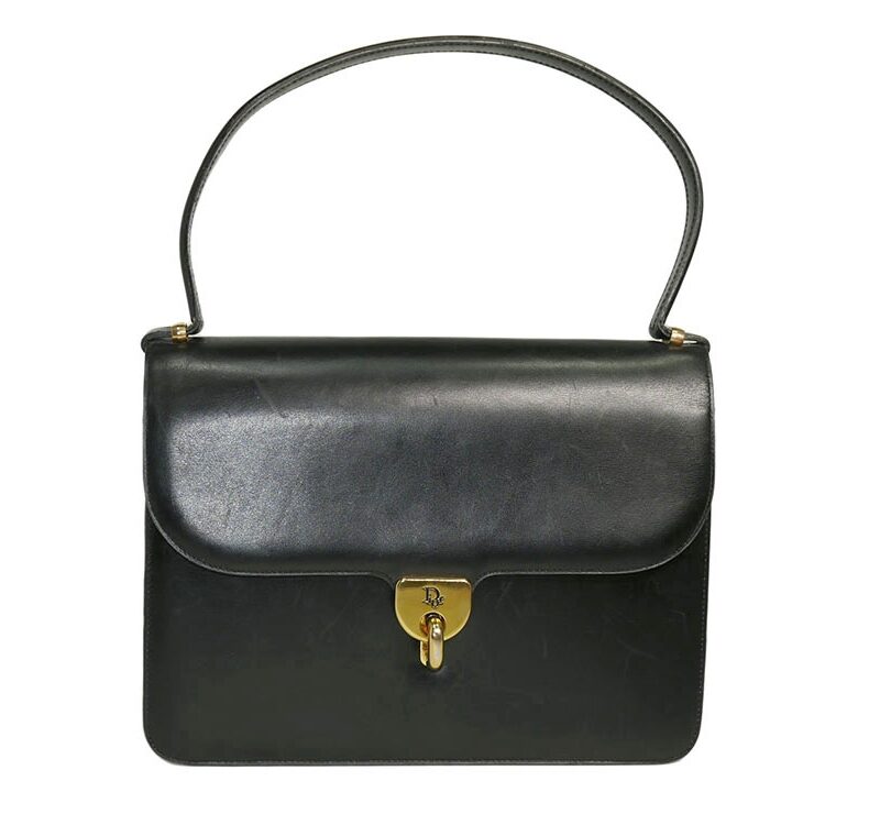 Vintage Finds ! Dior Black Calf Vintage Flap Bag Gold Hardware-0