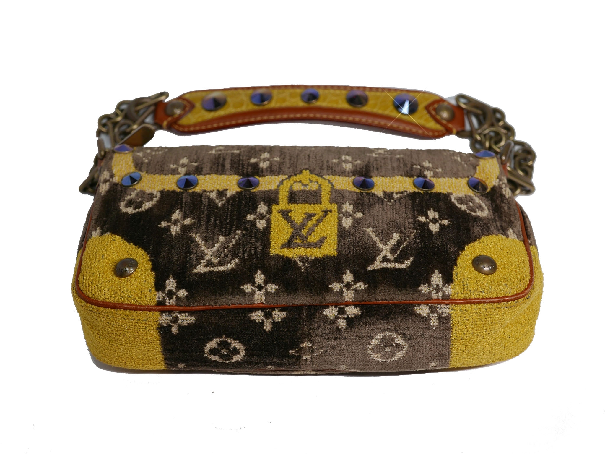 Limited Collection ! Louis Vuitton Monogram Pattern Terrycloth Velvet Trompe L'Oeil Pochette -32287