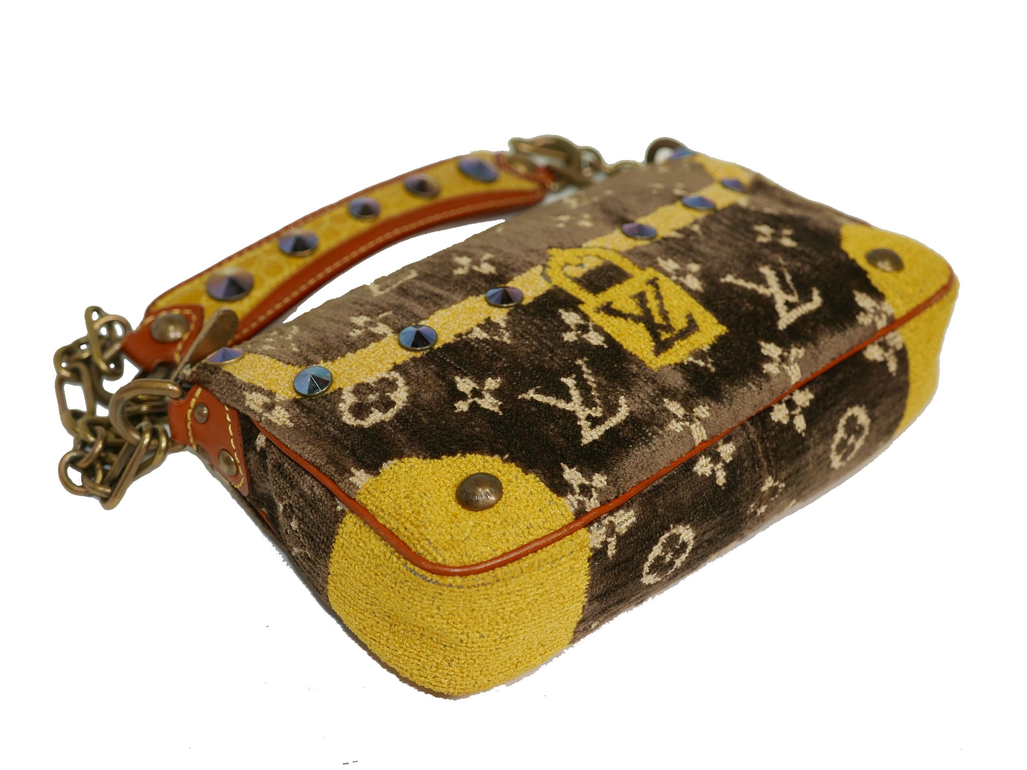 Limited Collection ! Louis Vuitton Monogram Pattern Terrycloth Velvet Trompe L'Oeil Pochette -32286