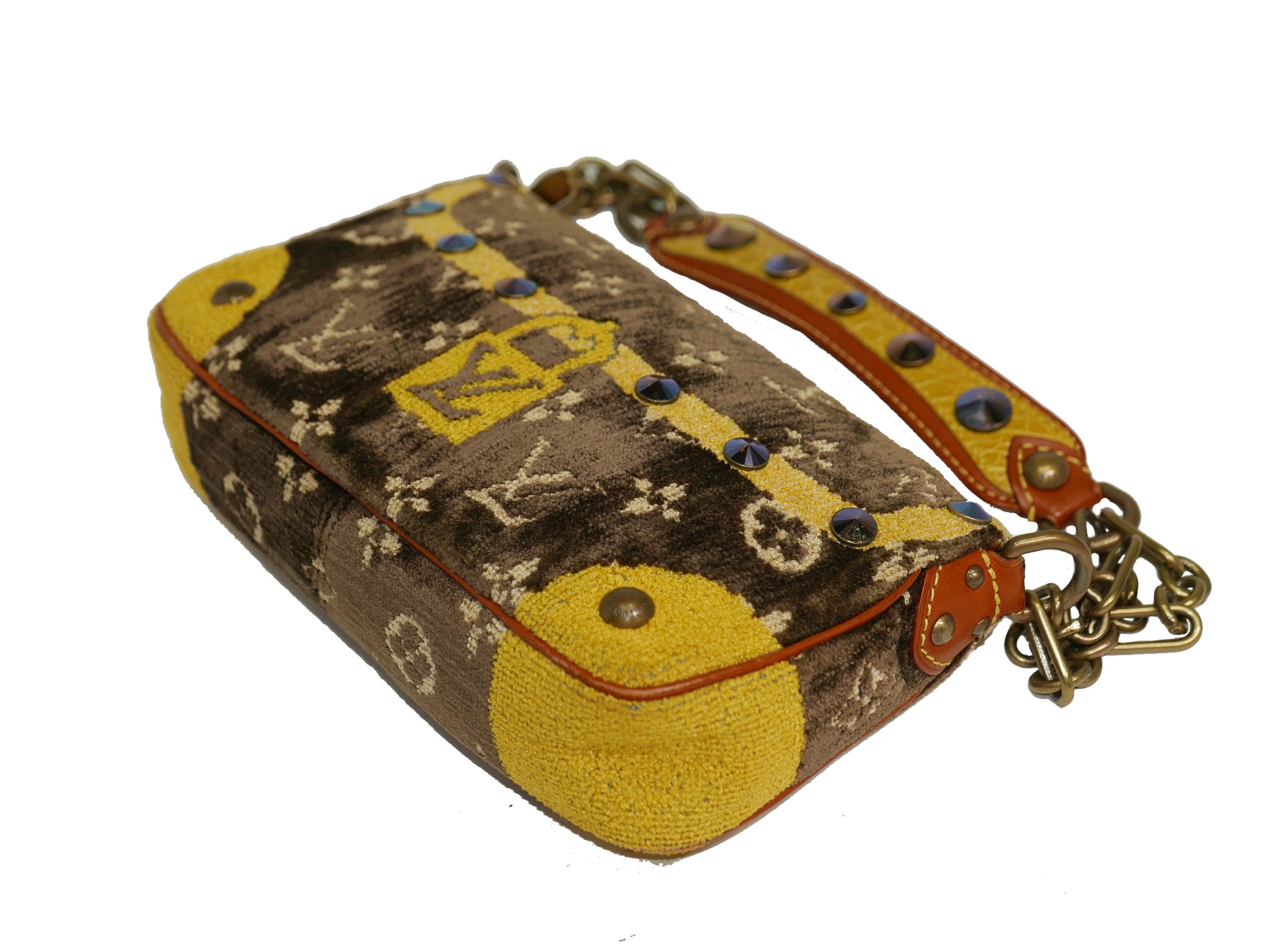 Limited Collection ! Louis Vuitton Monogram Pattern Terrycloth Velvet Trompe L'Oeil Pochette -32289