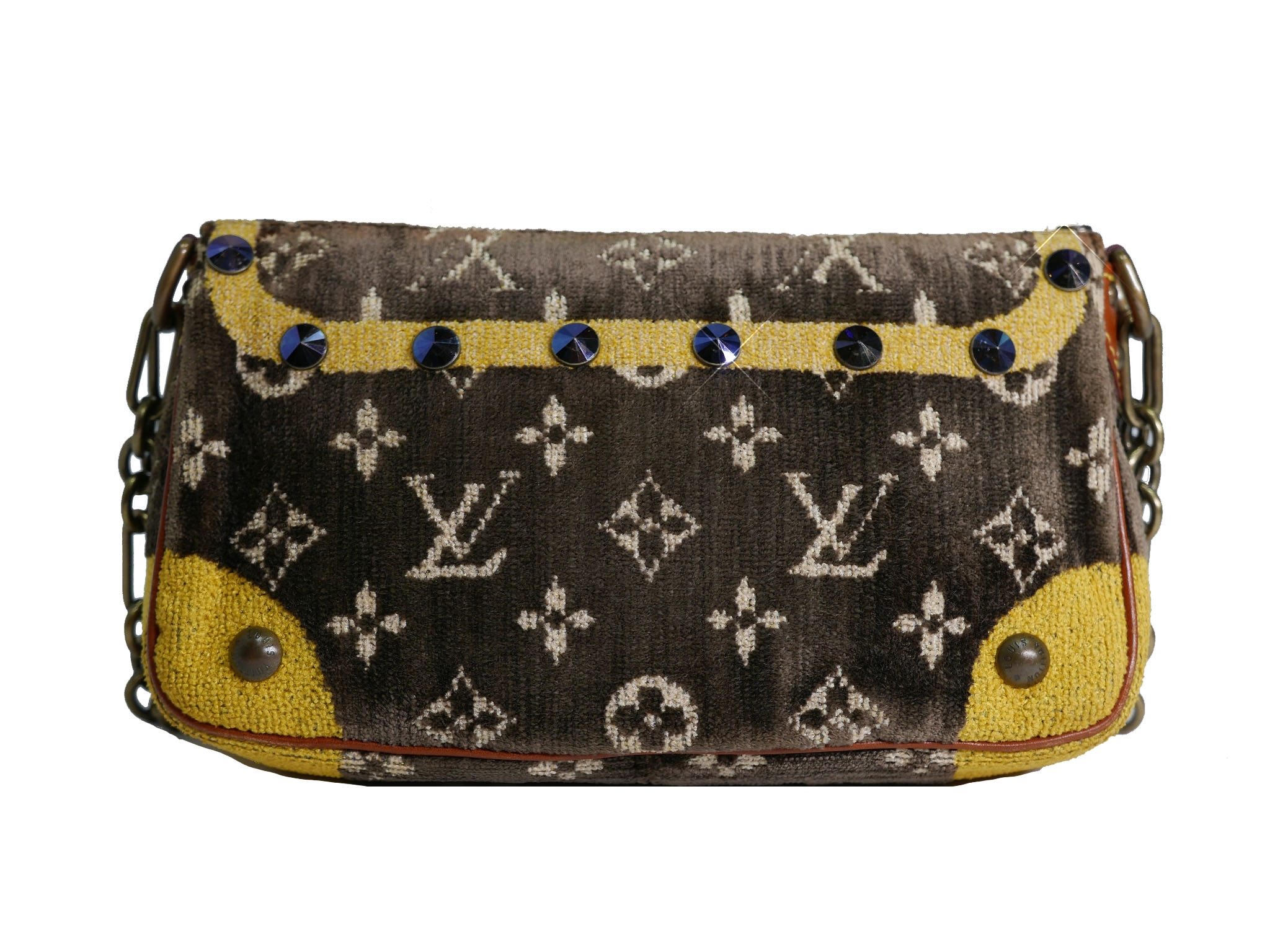 Limited Collection ! Louis Vuitton Monogram Pattern Terrycloth Velvet Trompe L'Oeil Pochette -32290