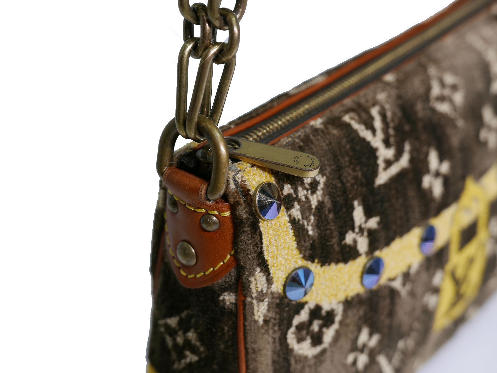 Limited Collection ! Louis Vuitton Monogram Pattern Terrycloth Velvet Trompe L'Oeil Pochette -32291