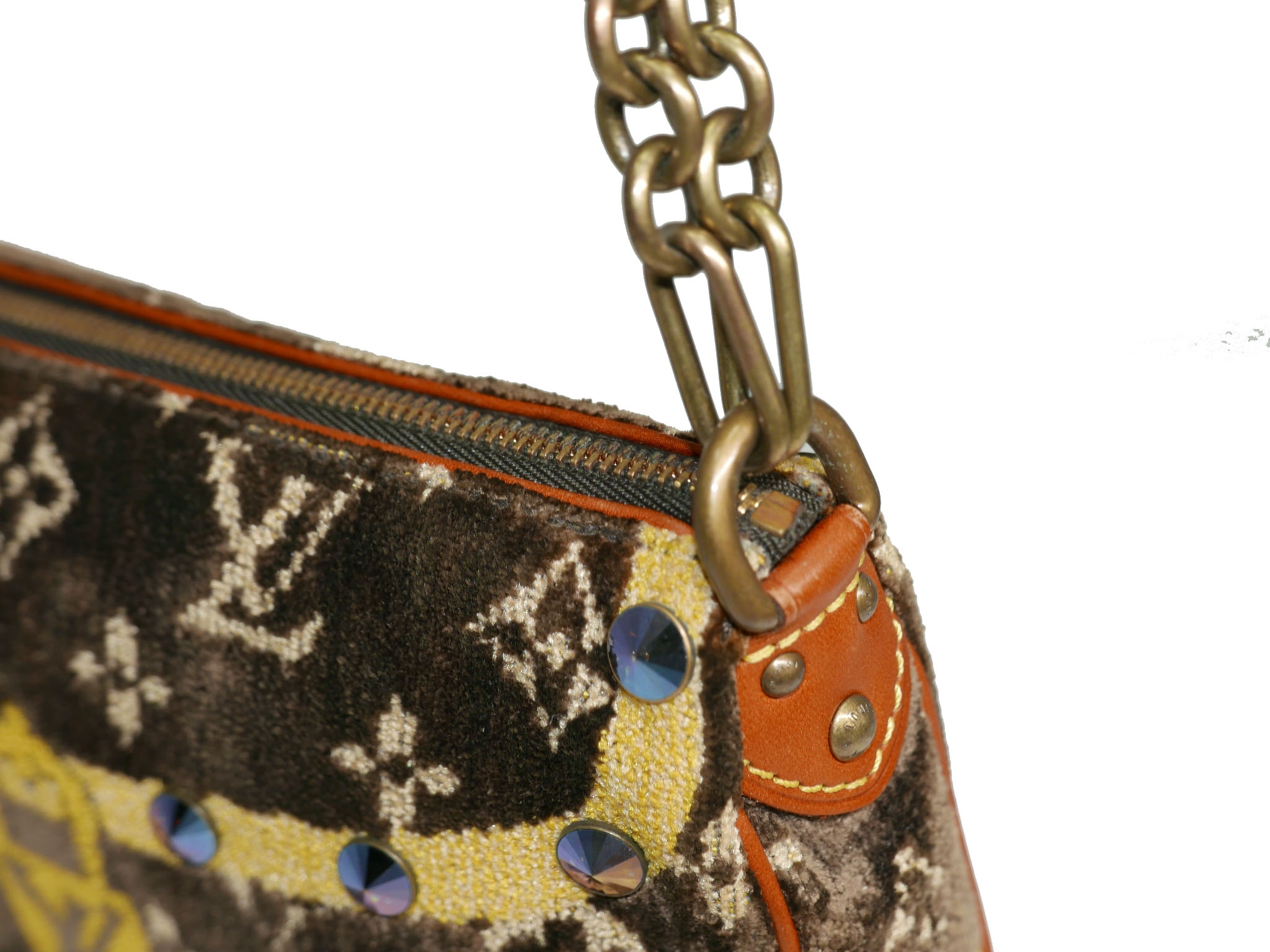 Limited Collection ! Louis Vuitton Monogram Pattern Terrycloth Velvet Trompe L'Oeil Pochette -32292