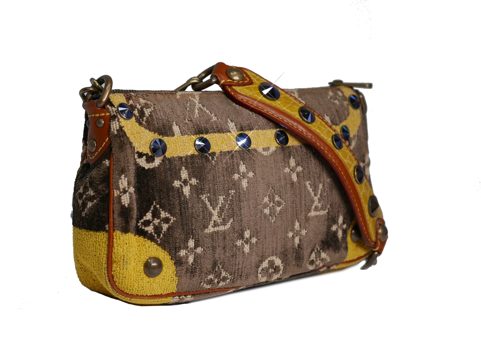 Limited Collection ! Louis Vuitton Monogram Pattern Terrycloth Velvet Trompe L'Oeil Pochette -32294