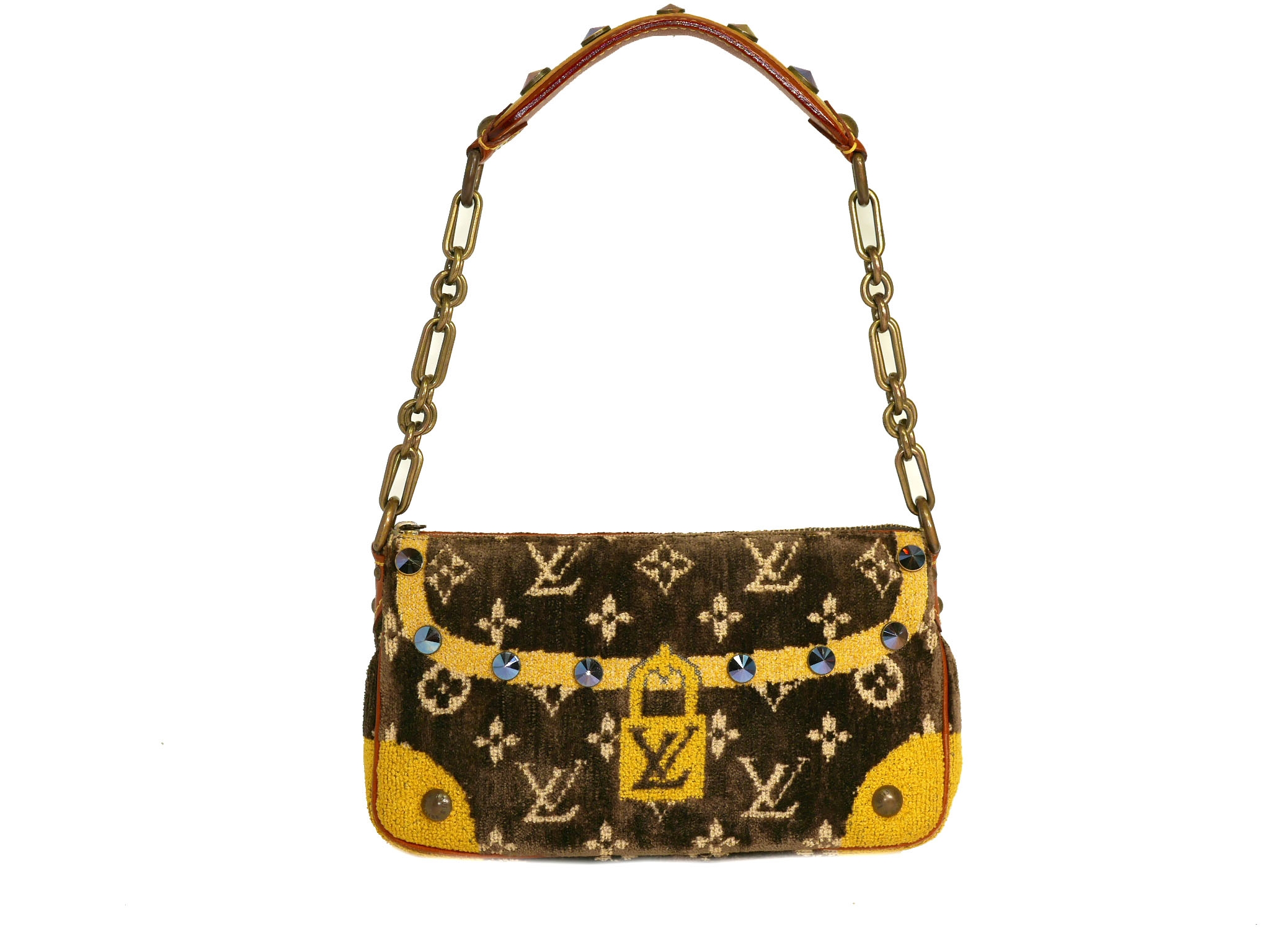 Limited Collection ! Louis Vuitton Monogram Pattern Terrycloth Velvet Trompe L'Oeil Pochette -32295