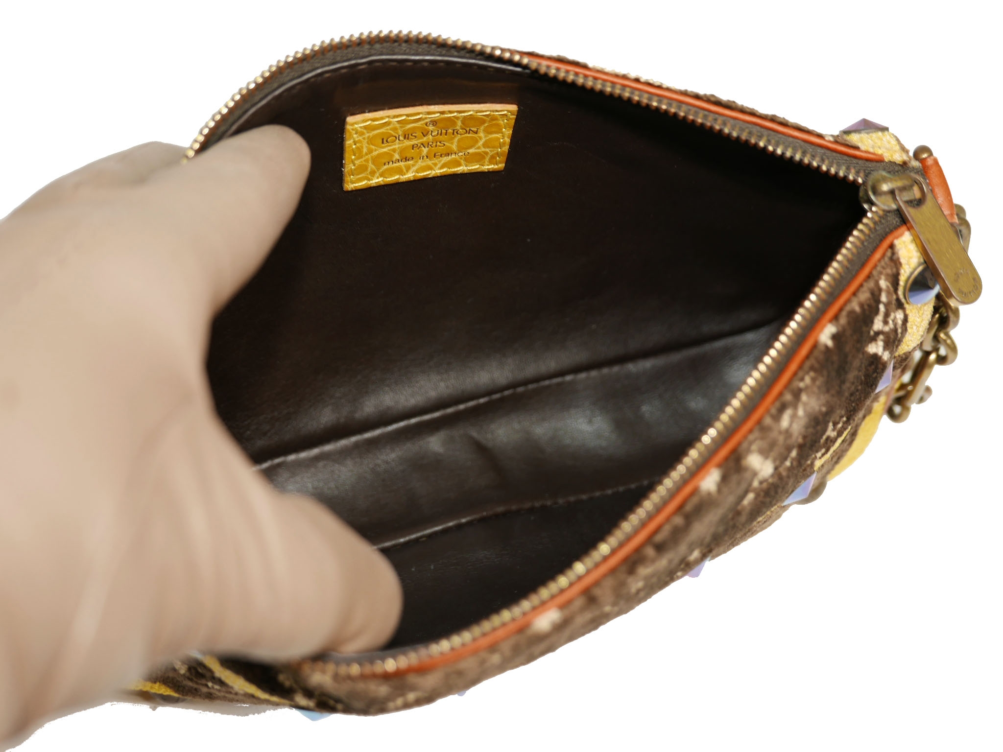 Limited Collection ! Louis Vuitton Monogram Pattern Terrycloth Velvet Trompe L'Oeil Pochette -32296