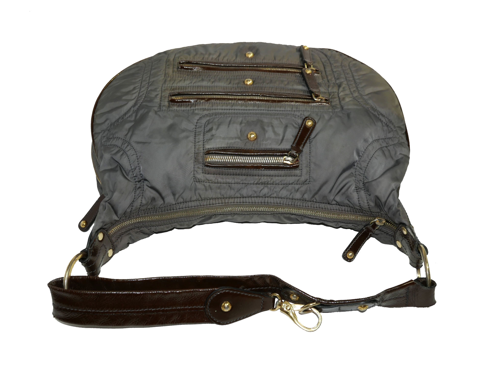 Tods Grey Pashmy Soft Fabric Multi- Zipped Hobo/ Cross Body Bag -32646