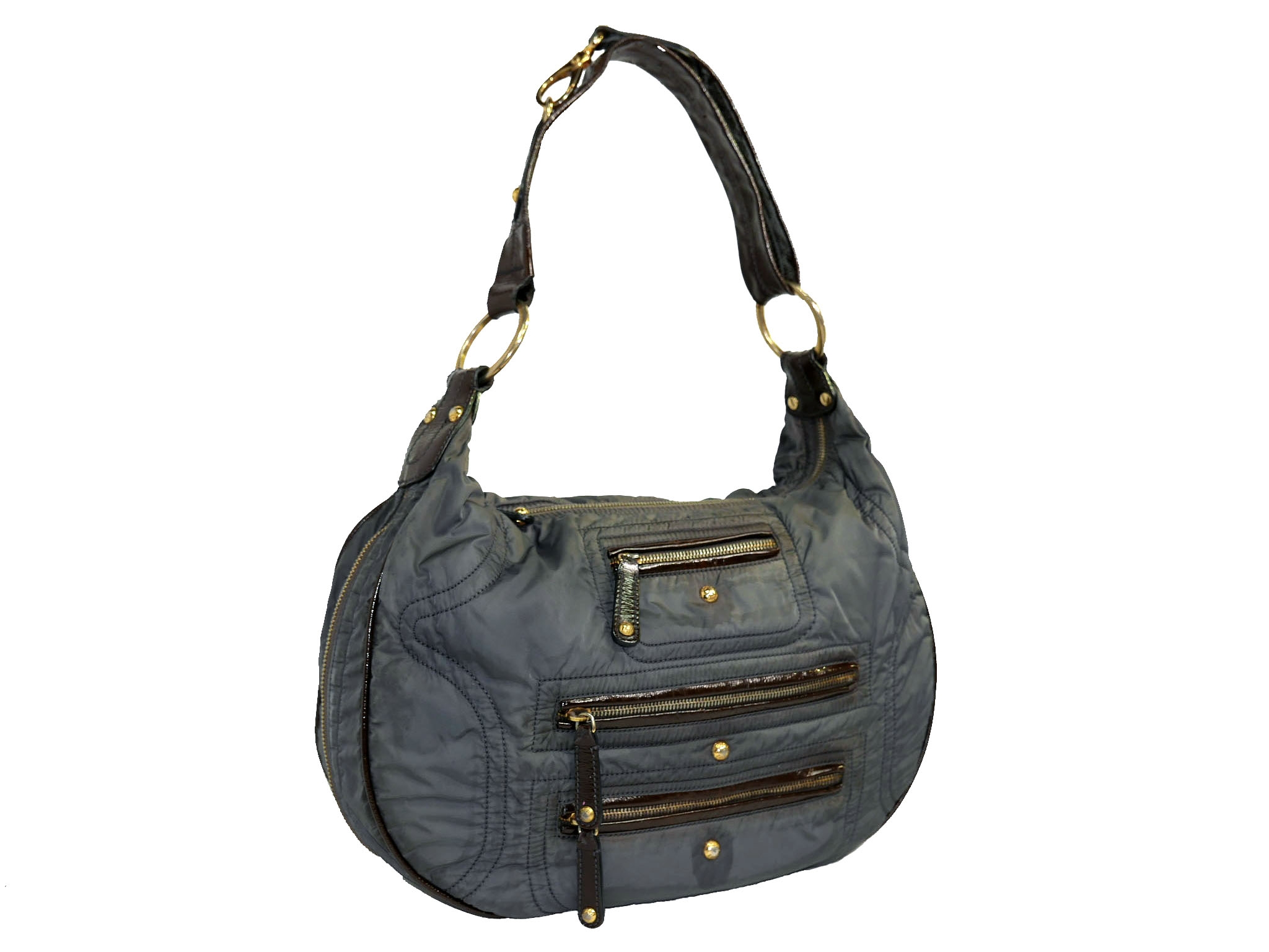 Tods Grey Pashmy Soft Fabric Multi- Zipped Hobo/ Cross Body Bag -32488