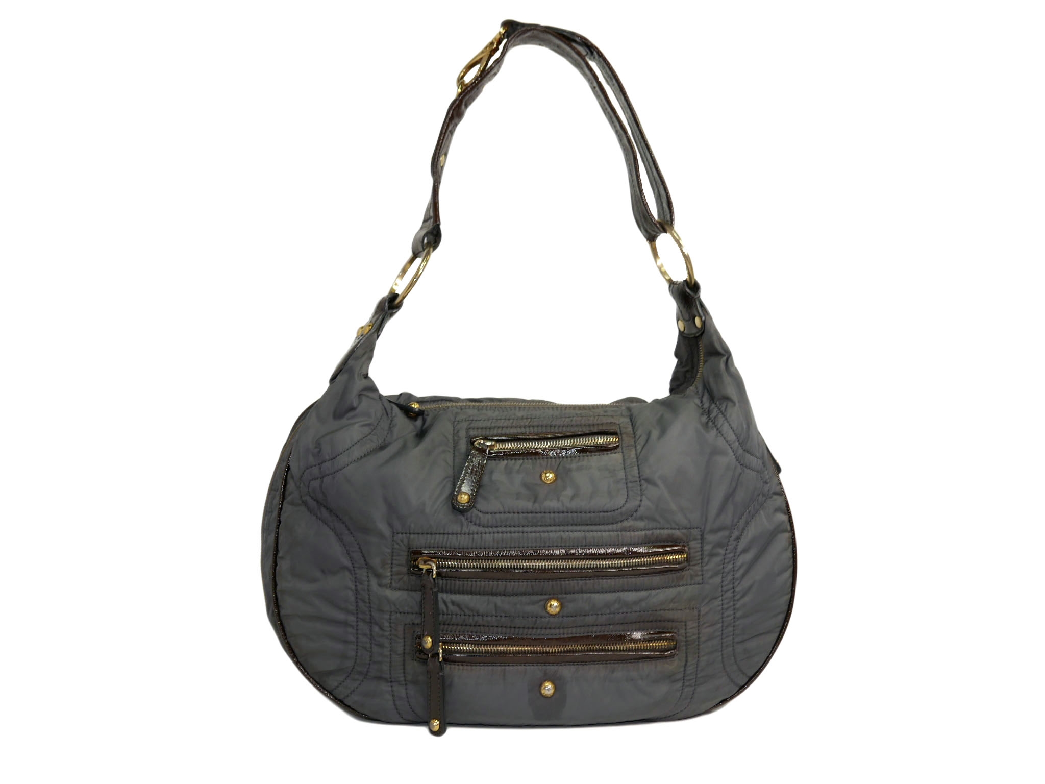 Tods Grey Pashmy Soft Fabric Multi- Zipped Hobo/ Cross Body Bag -0