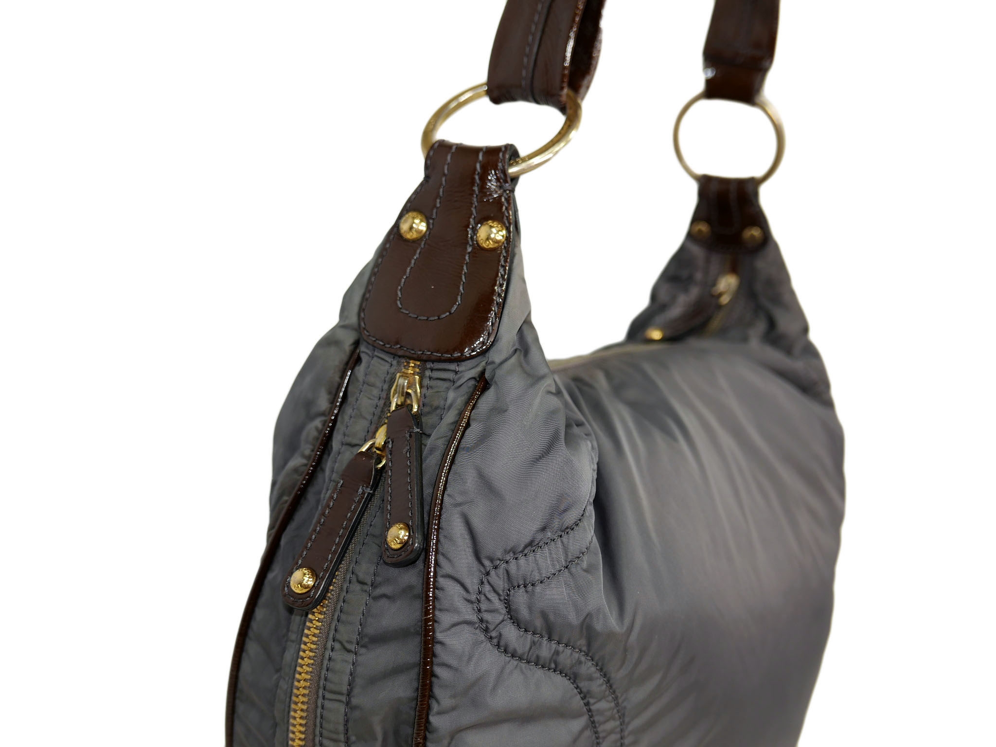 Tods Grey Pashmy Soft Fabric Multi- Zipped Hobo/ Cross Body Bag -32649