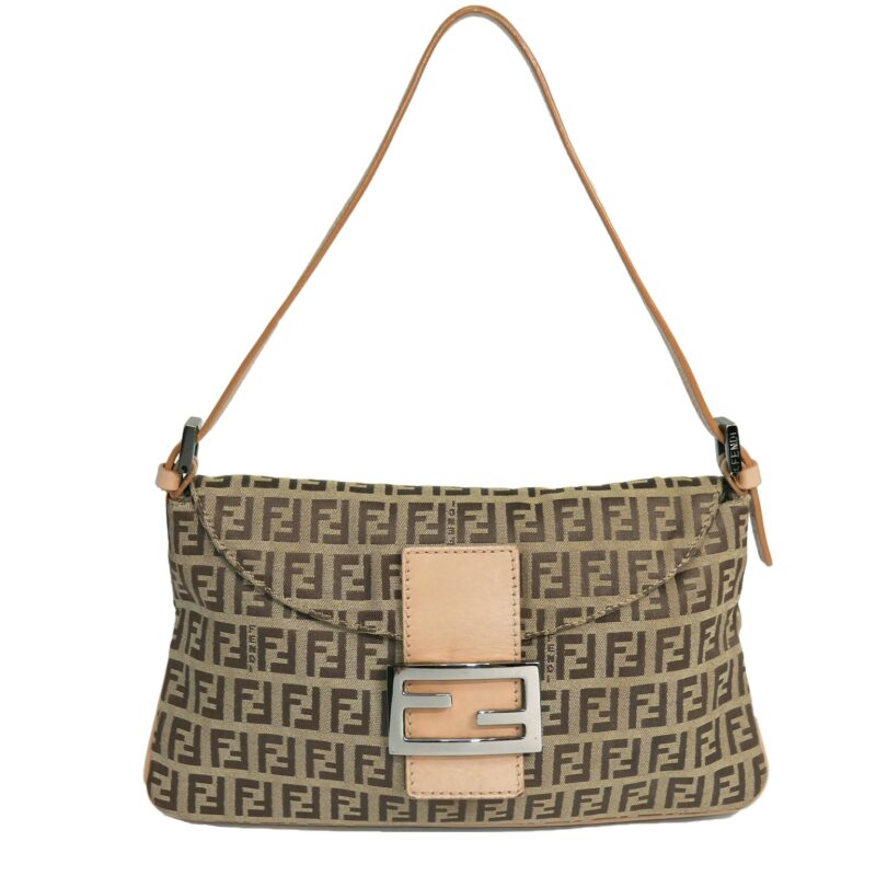 Fendi 8BR000 Beige Zucca FF Double Flap w Double Based Baguette Bag-0