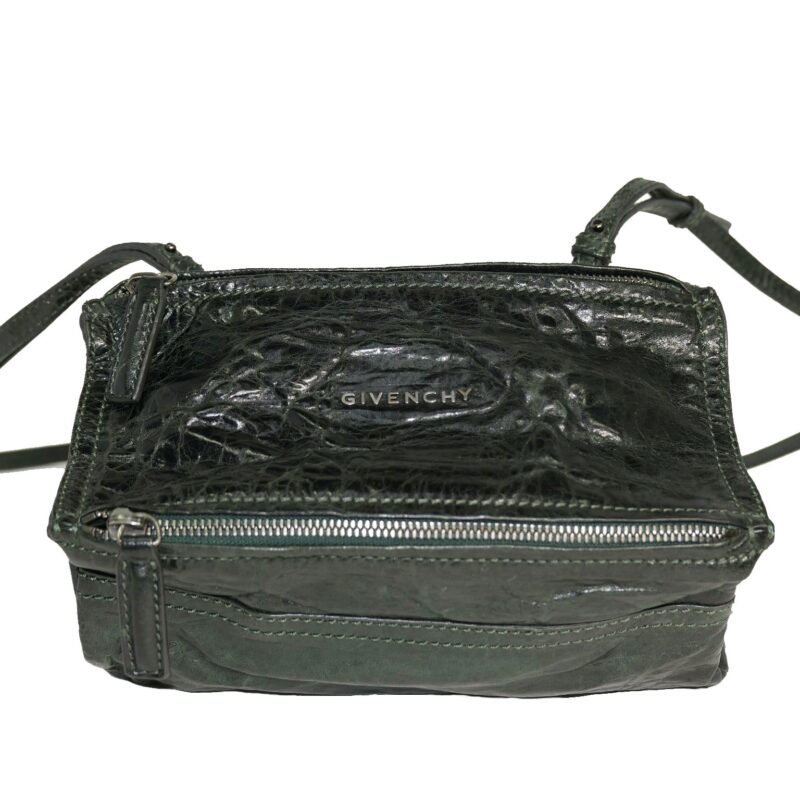 Givenchy Creases Jade Green Sheepskin Mini Pandora Cross-Body bag in Aged Leather-0