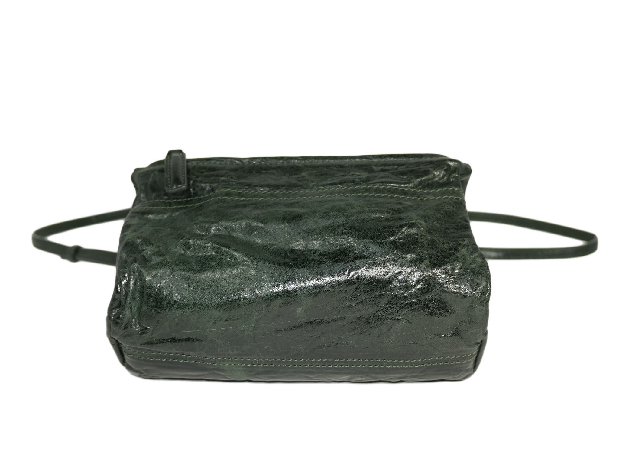 Givenchy Creases Jade Green Sheepskin Mini Pandora Cross-Body bag in Aged Leather-32806
