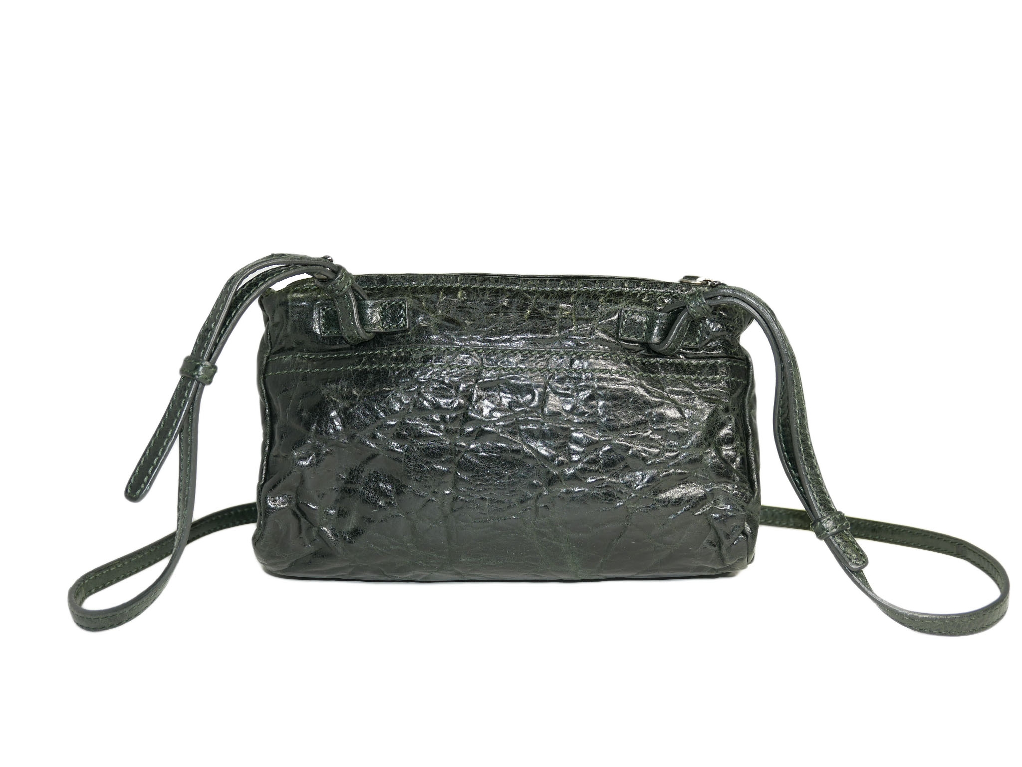Givenchy Creases Jade Green Sheepskin Mini Pandora Cross-Body bag in Aged Leather-32805