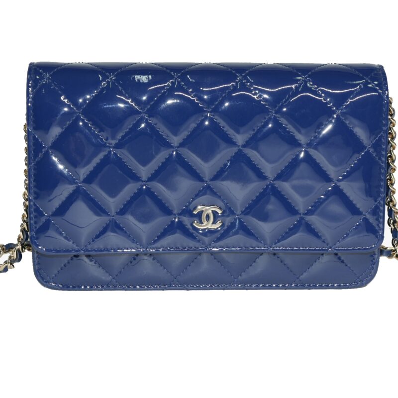 Chanel 25943647 A33814 Classic Wallet on Chain Patent Calfskin Silver-Tone Metal-0