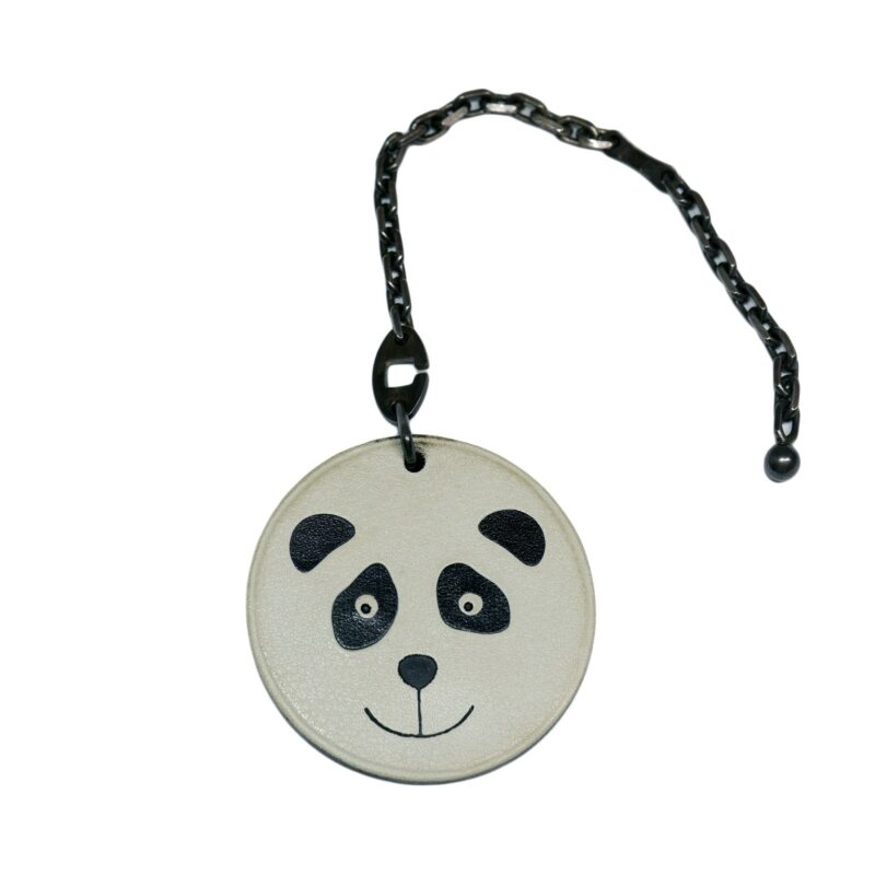 Hermes Bear Animal Leather Silver Chain Key Ring /Bag Charm from Animal Collection -0