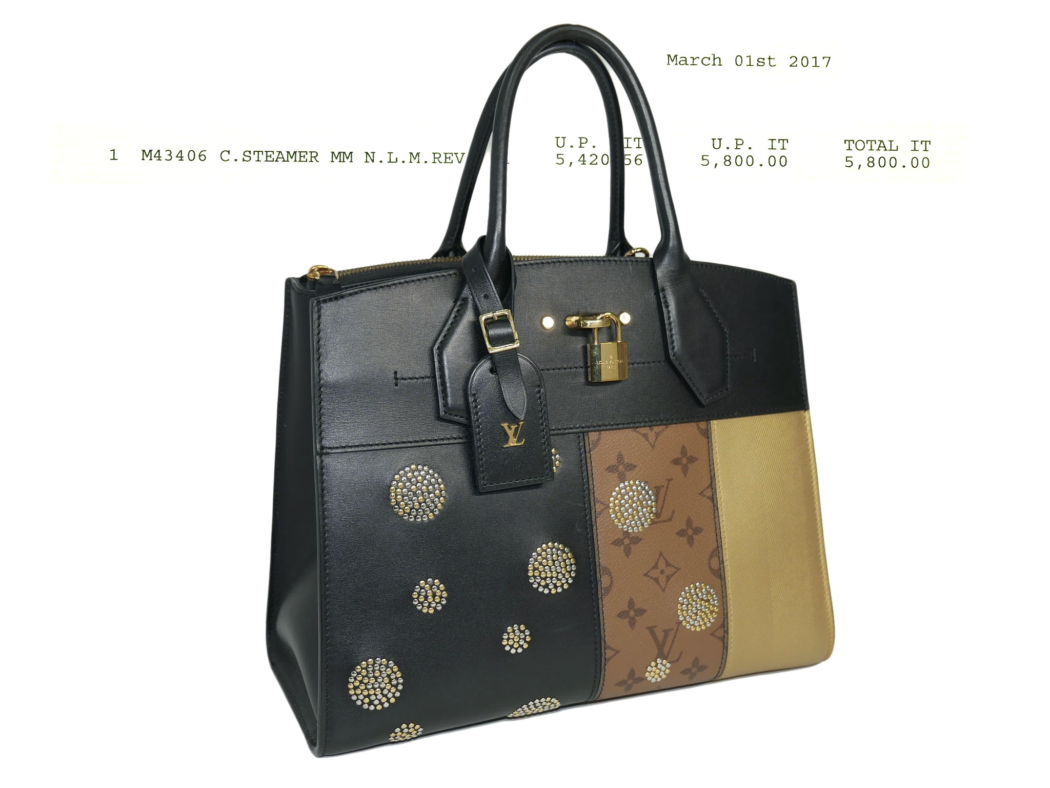 Limited Collection ! Louis Vuitton M43406 Steamer MM Reverse Business Bag with Strap -32850