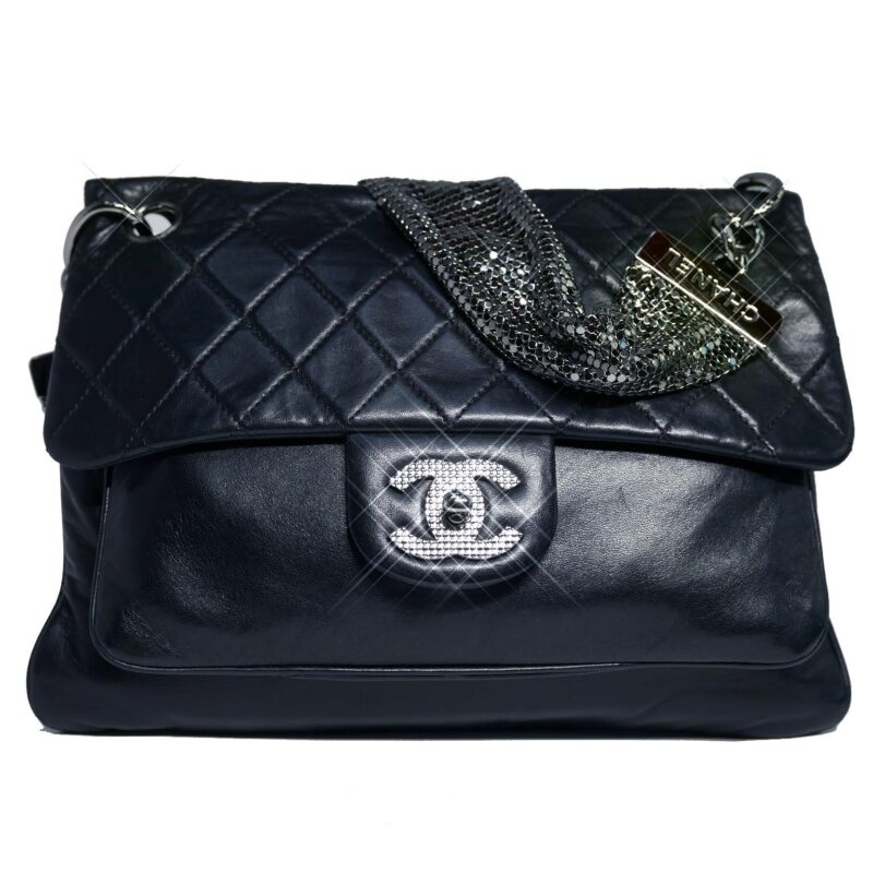 Chanel 12576681 Black Quilted Lambskin Leather Mesh Chain Mail Flap Small Bag-0