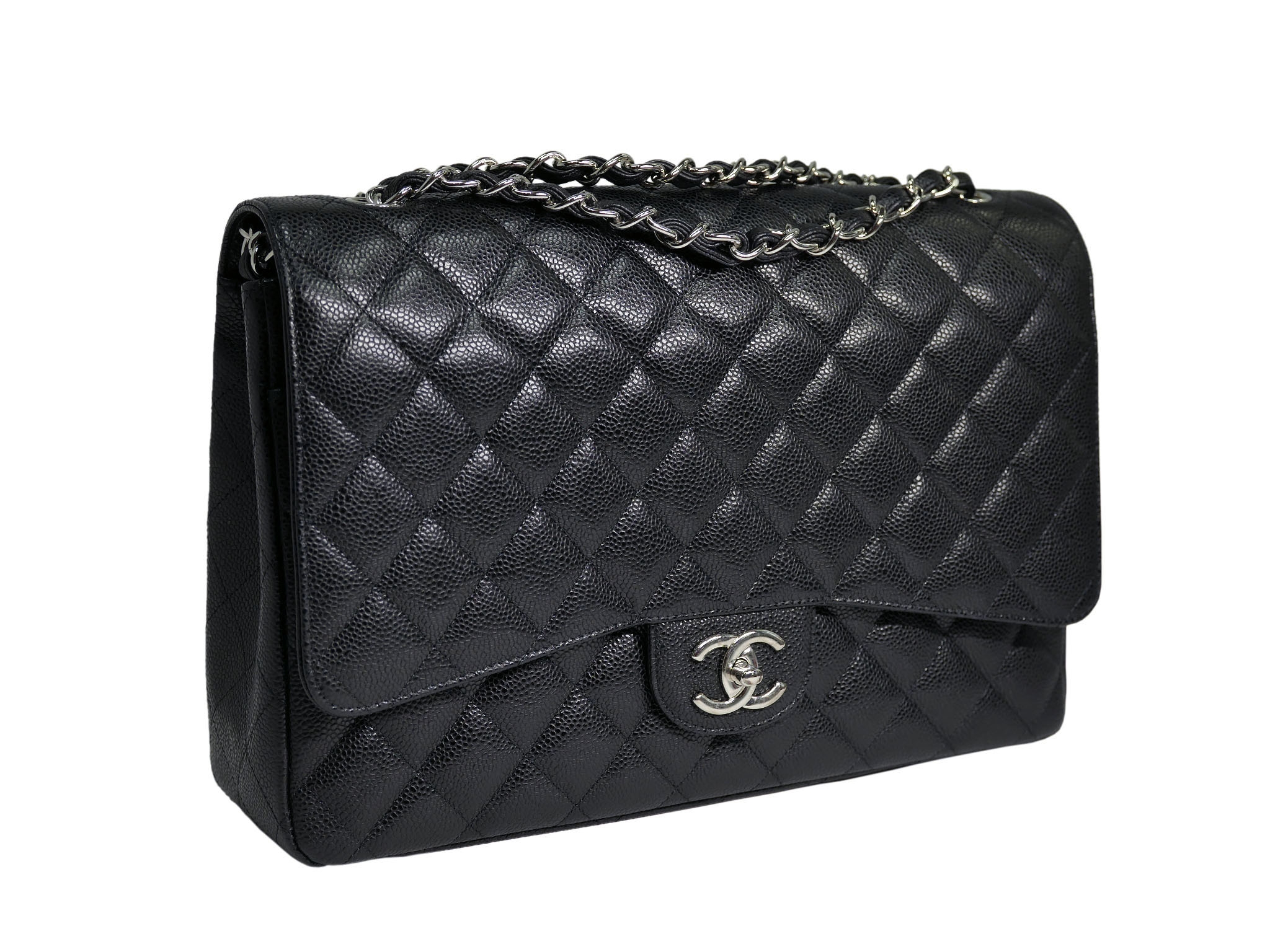Chanel 17493326 Black Caviar Maxi Double Flap Silver Hardware-2