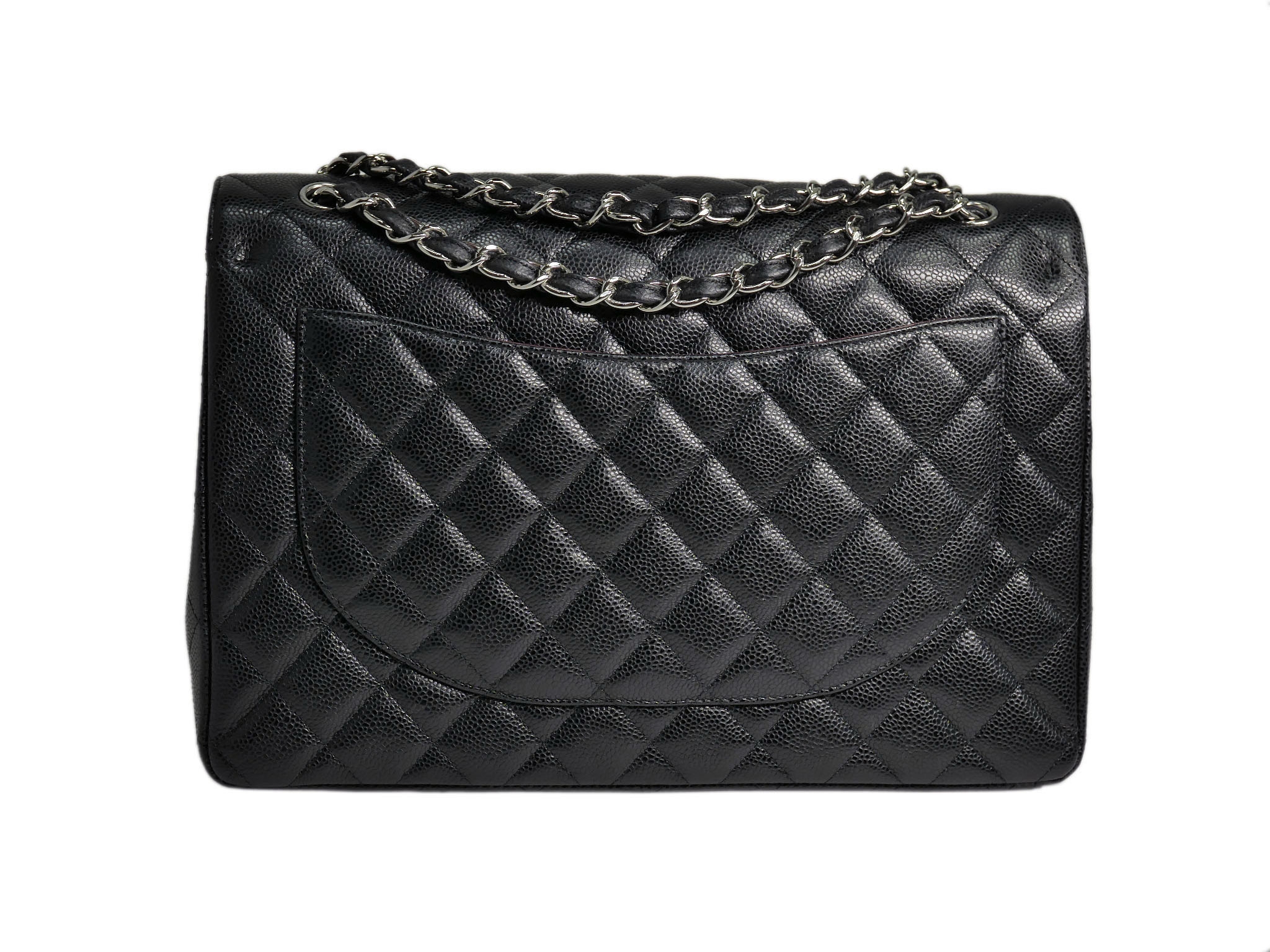 Chanel 17493326 Black Caviar Maxi Double Flap Silver Hardware-3