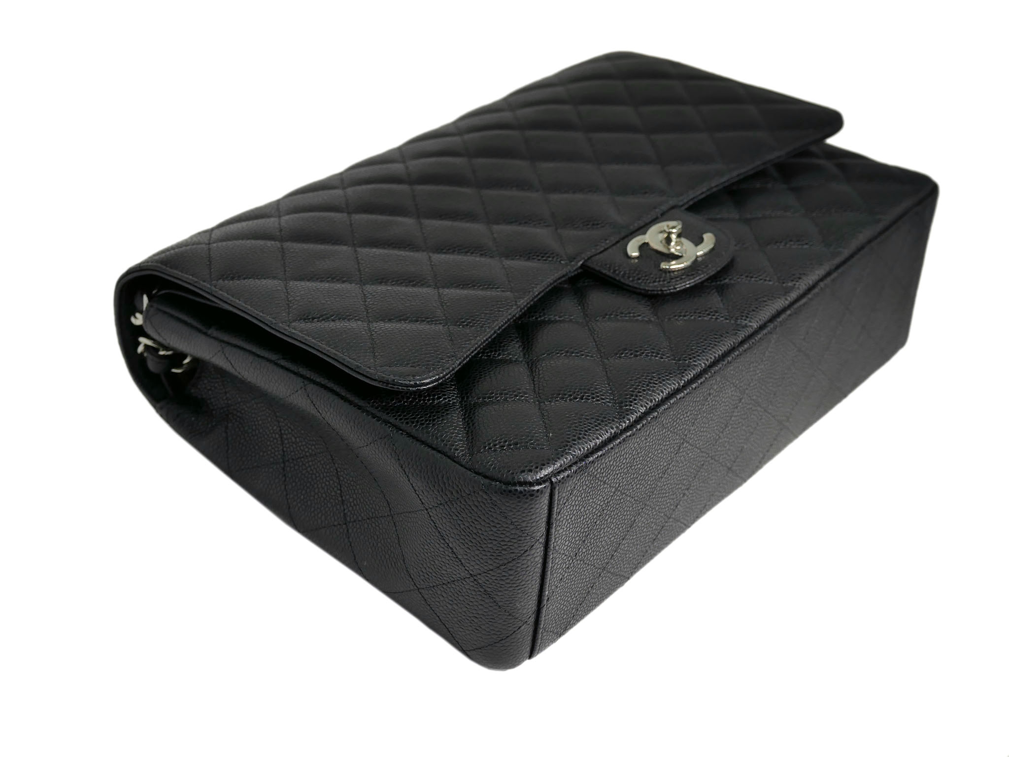 Chanel 17493326 Black Caviar Maxi Double Flap Silver Hardware -5