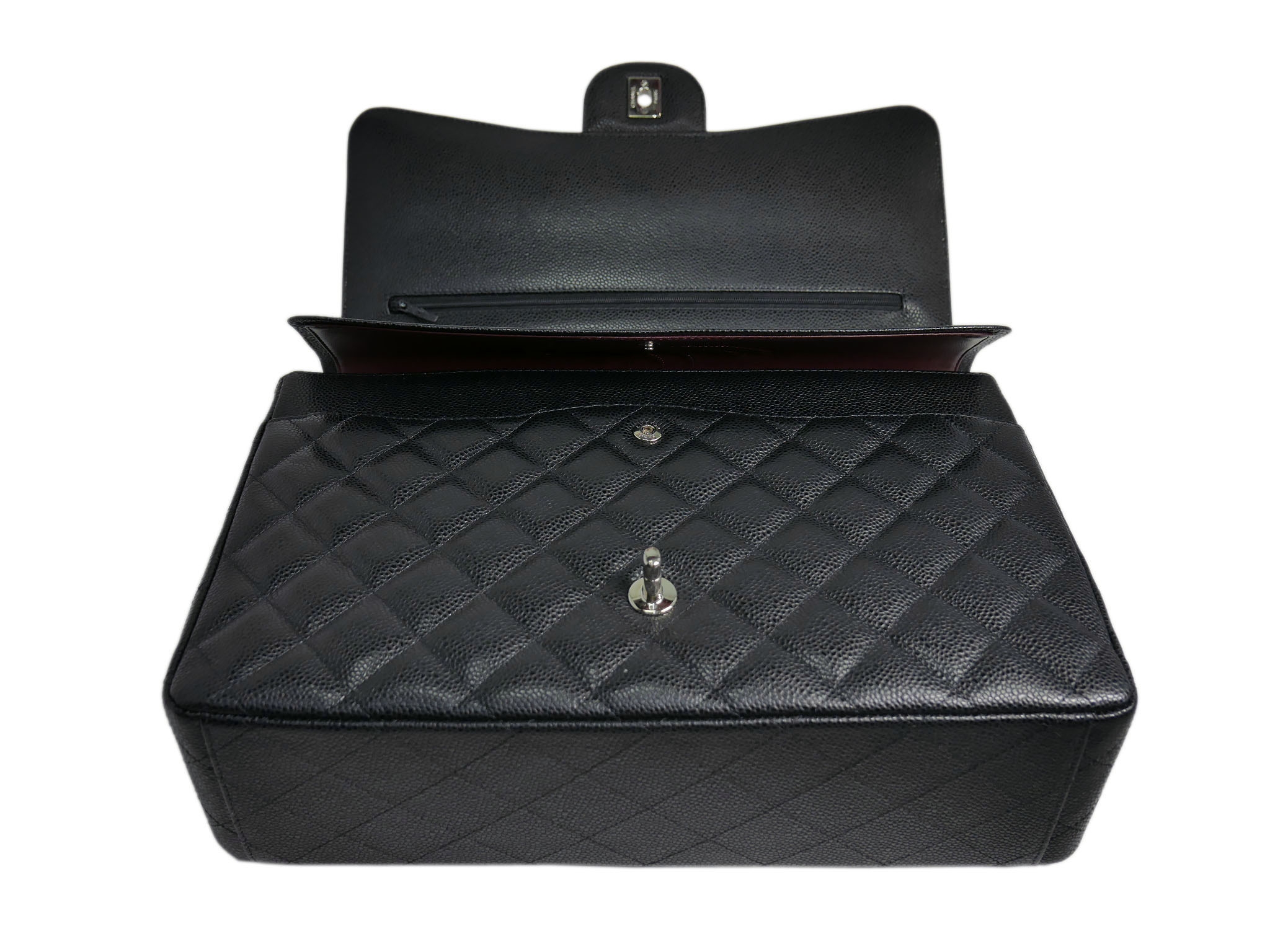 Chanel 17493326 Black Caviar Maxi Double Flap Silver Hardware-7