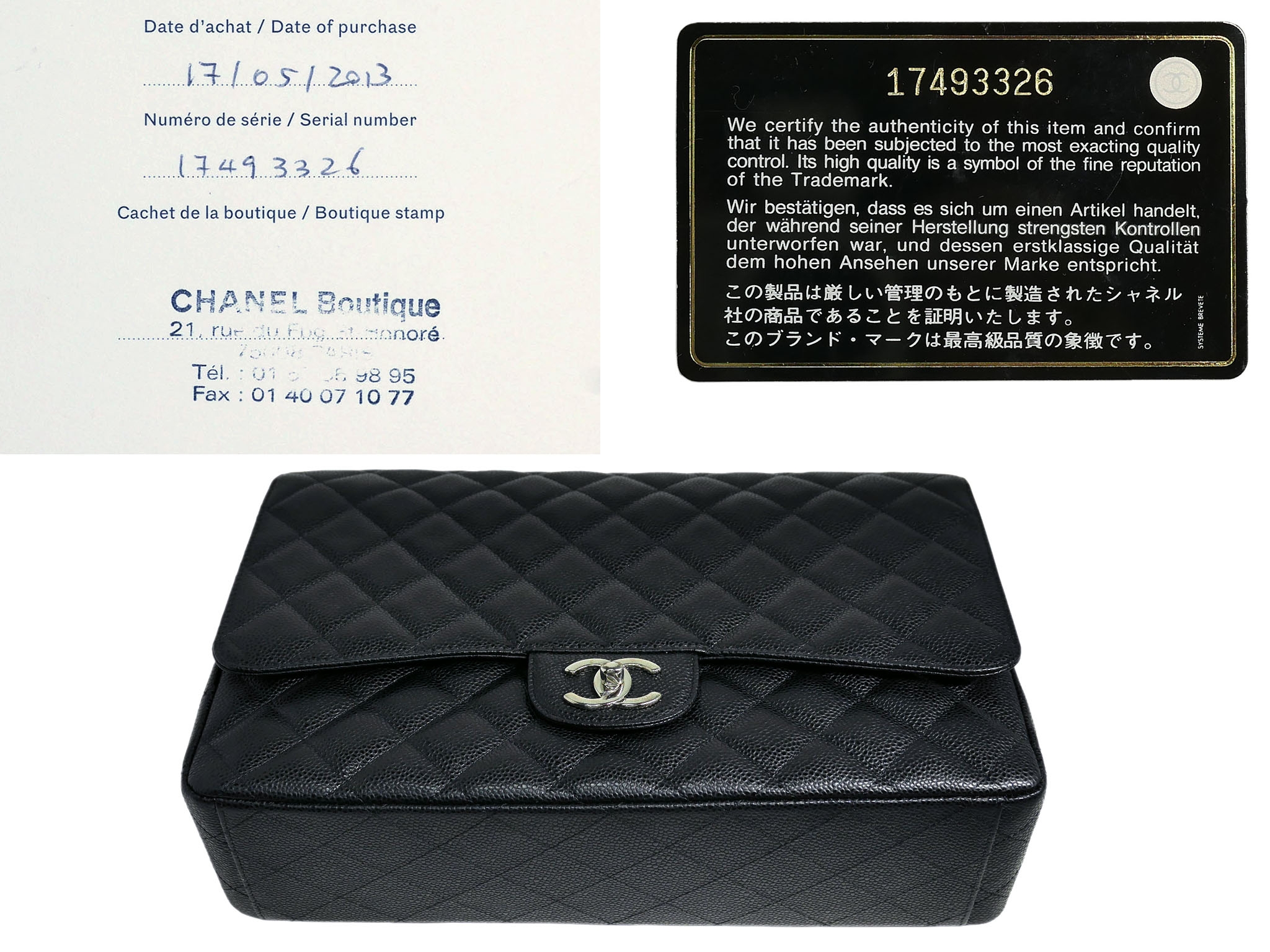 Chanel 17493326 Black Caviar Maxi Double Flap Silver Hardware-8
