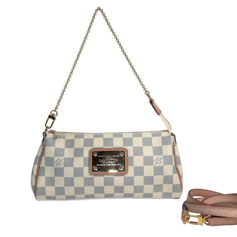 Louis Vuitton M55214 Damier Azur Canvas Pochette Eva Clutch (SN2142) 2-way Bag-0