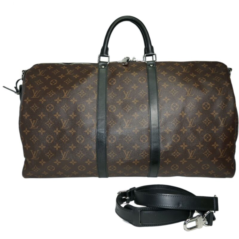 Louis Vuitton M56714 Monogram Macassar Canvas KEEPALL BANDOULIÈRE 55 Travel Luggage -0