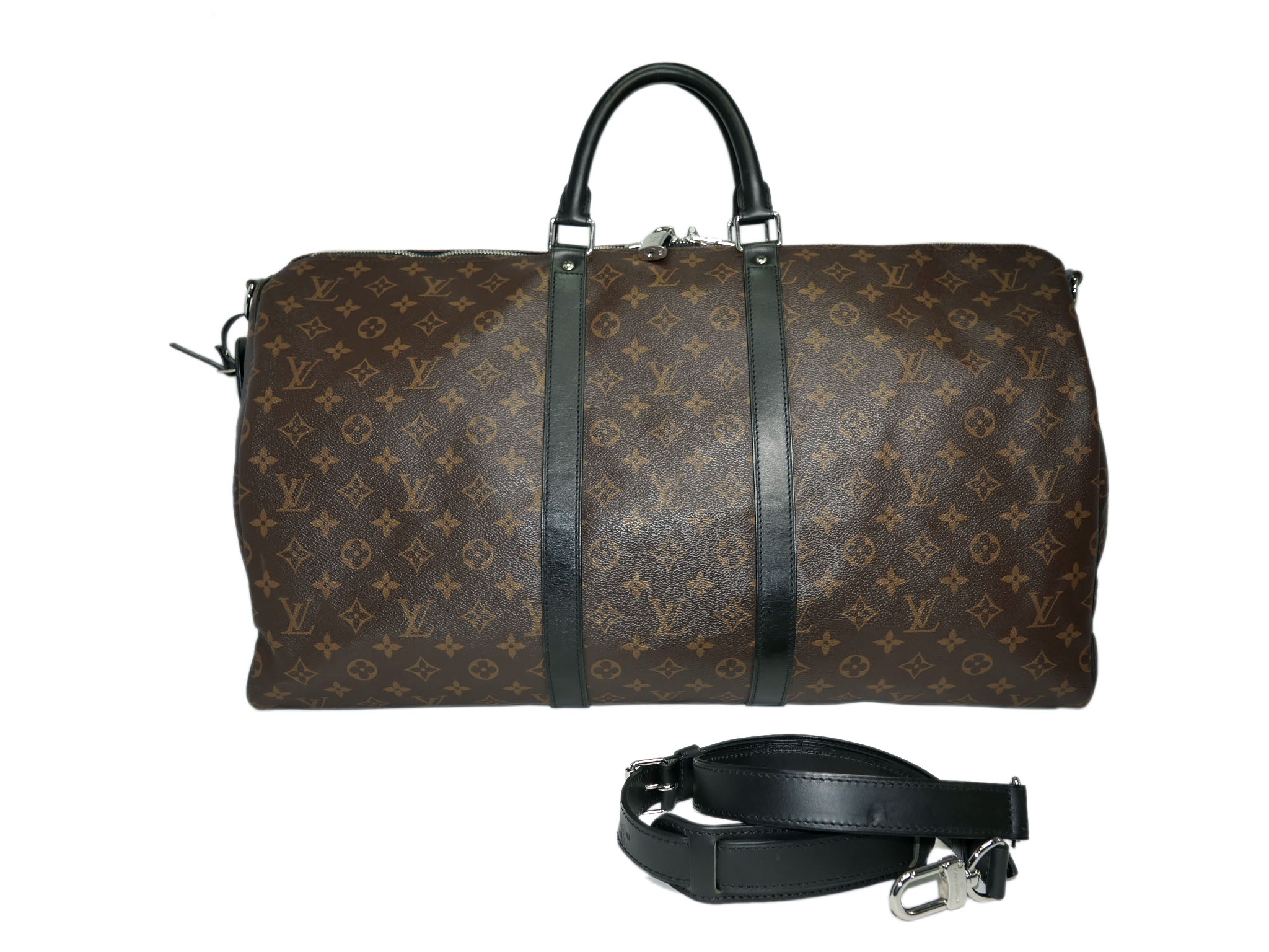 Louis Vuitton M56714 Monogram Macassar Canvas KEEPALL BANDOULIÈRE 55 Travel Luggage -0