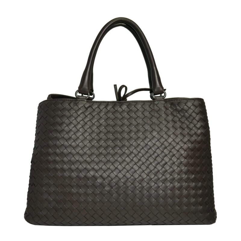 Bottega Veneta Brown Woven Signature Top Handle Two Compartment Document Tote -0