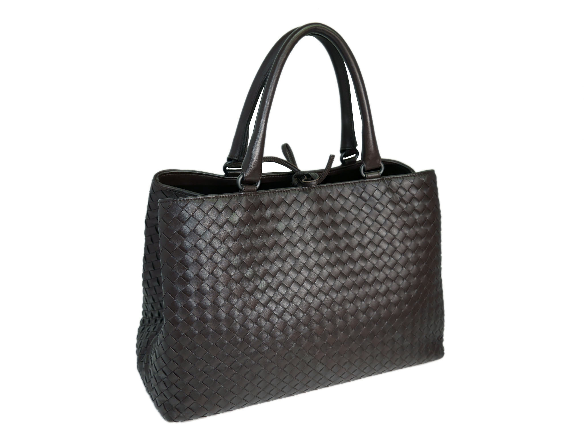 Bottega Veneta Brown Woven Signature Top Handle Two Compartment Document Tote -33325