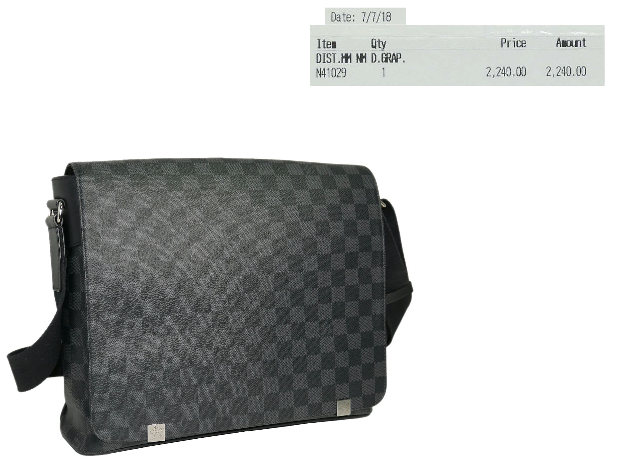 Louis Vuitton N41029 Damier Graphite District MM (CA1098) -33210