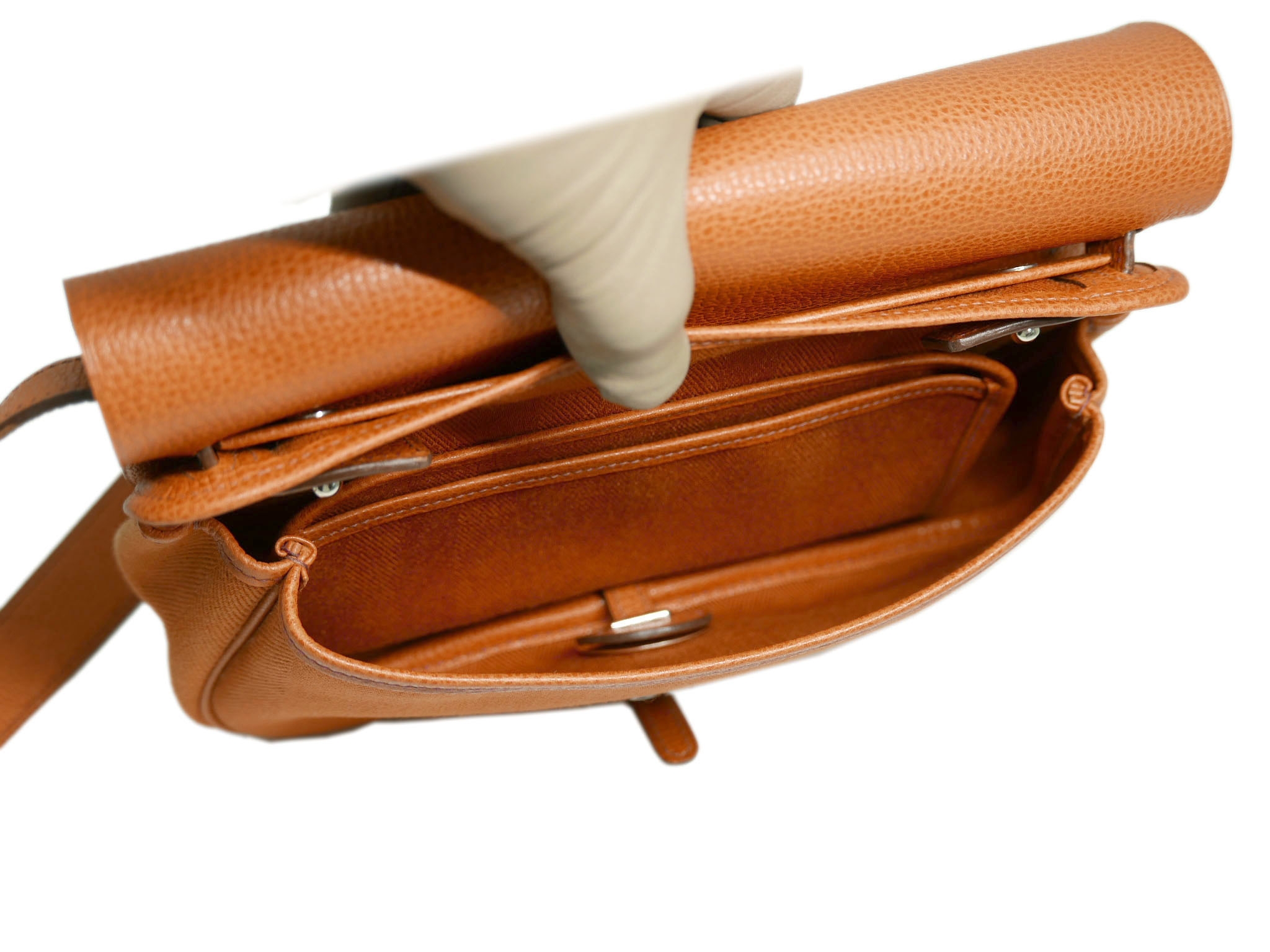 Hermes Orange Colorado Small " I" Stamp Shoulder Bag/ Clutch-33188