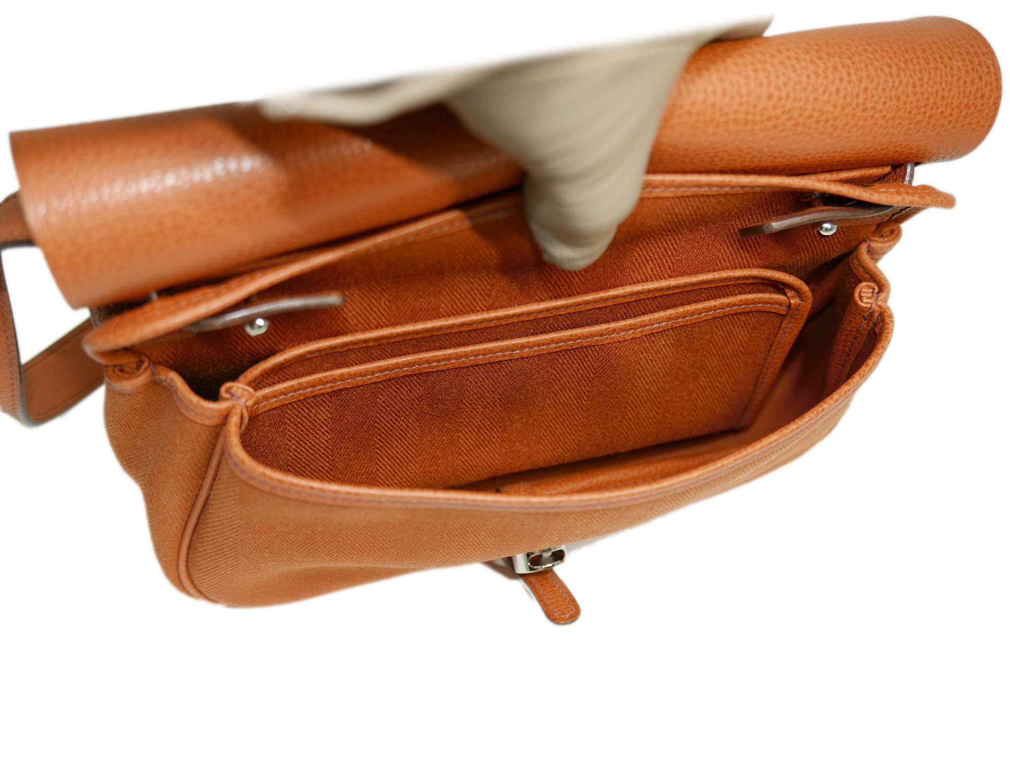 Hermes Orange Colorado Small " I" Stamp Shoulder Bag/ Clutch-33190