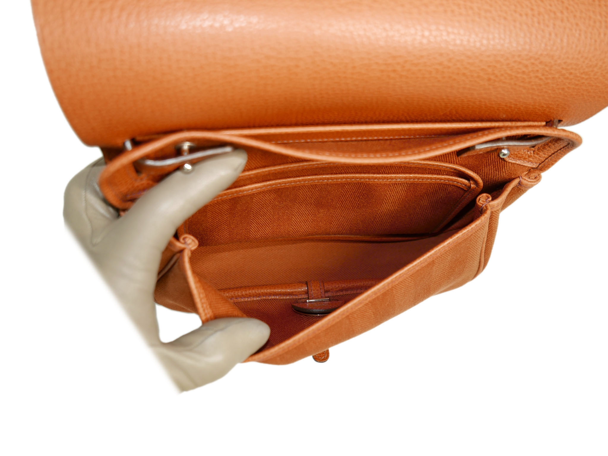 Hermes Orange Colorado Small " I" Stamp Shoulder Bag/ Clutch-33191