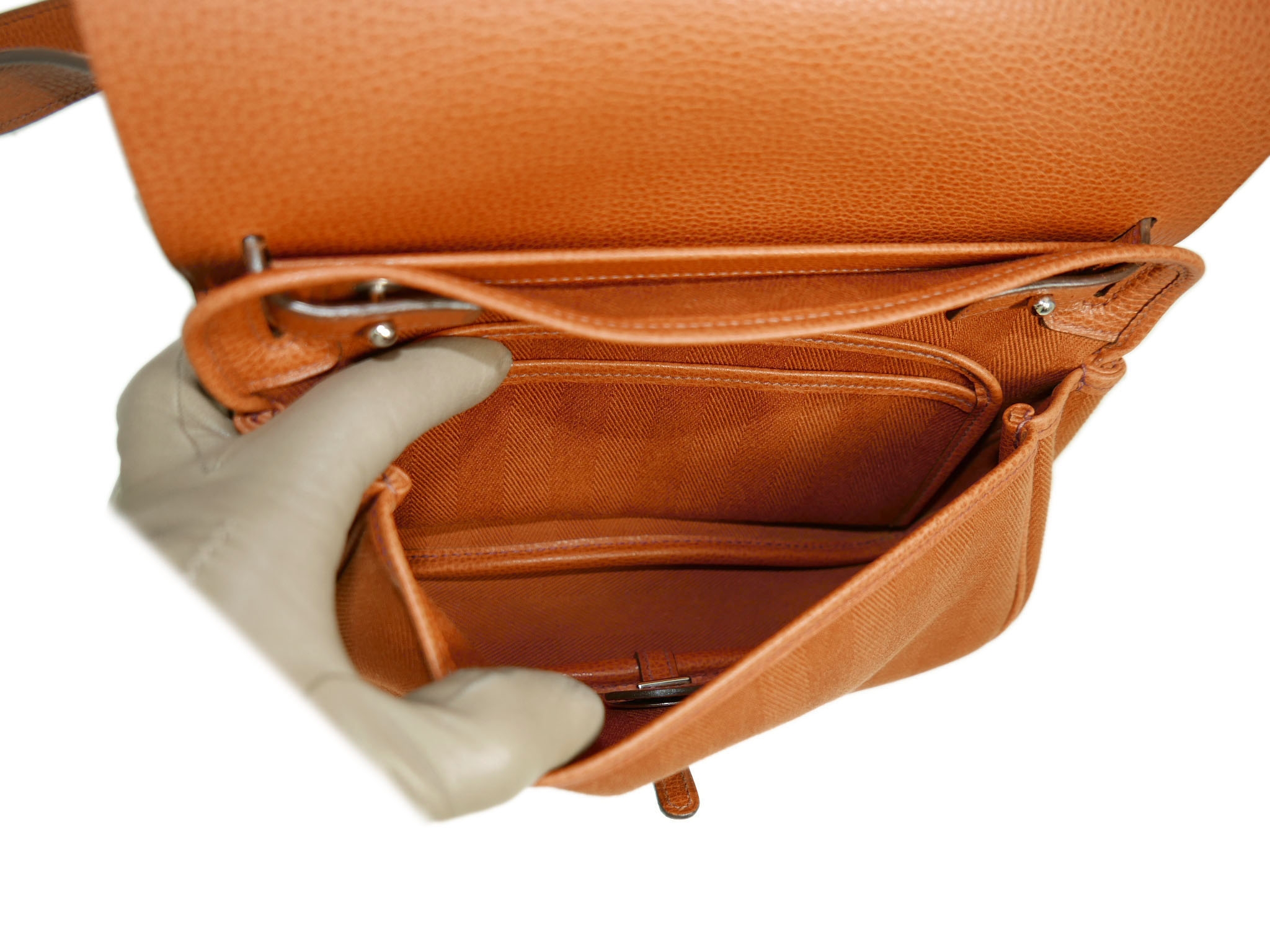 Hermes Orange Colorado Small " I" Stamp Shoulder Bag/ Clutch-33189