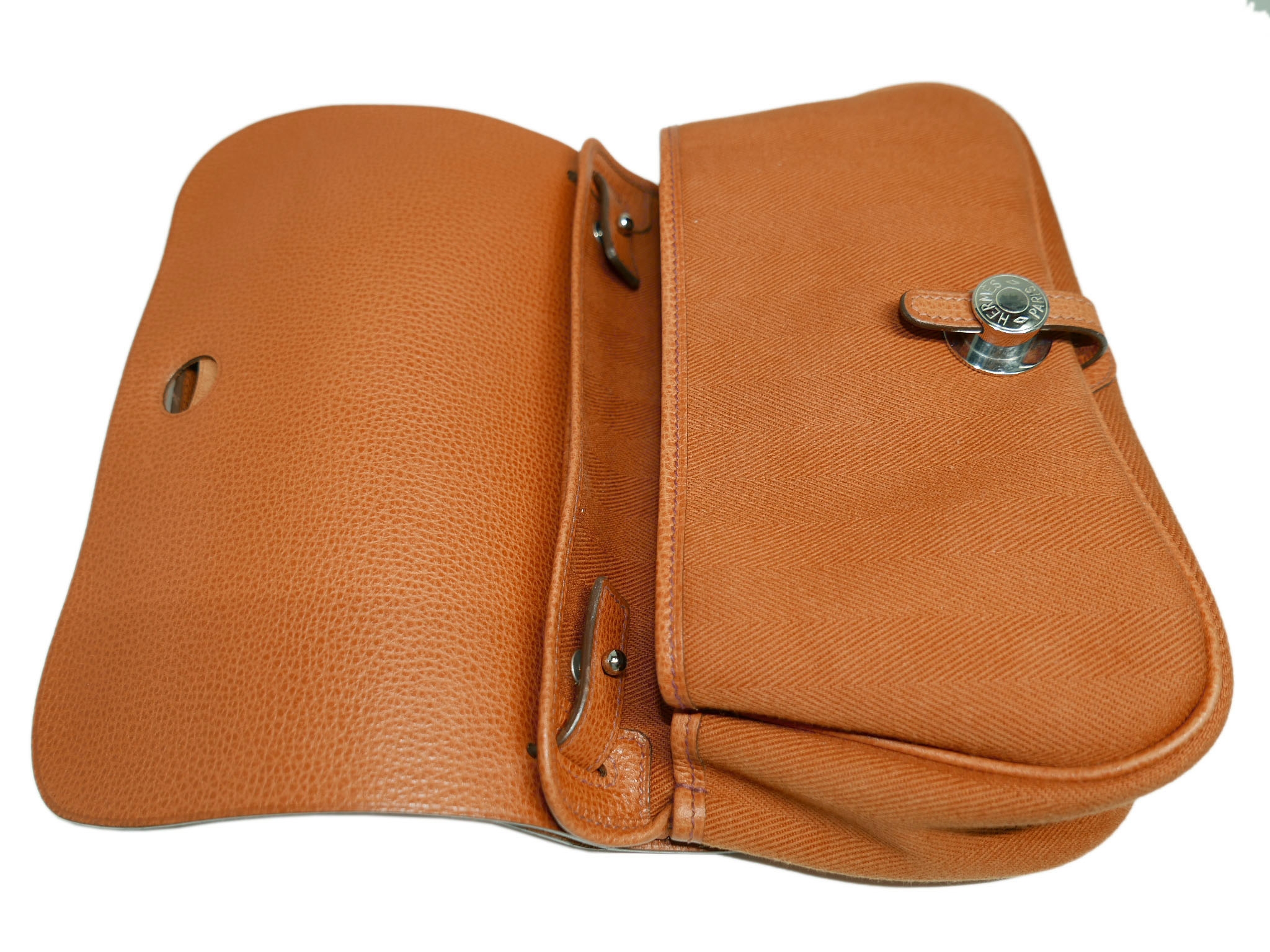 Hermes Orange Colorado Small " I" Stamp Shoulder Bag/ Clutch-33193