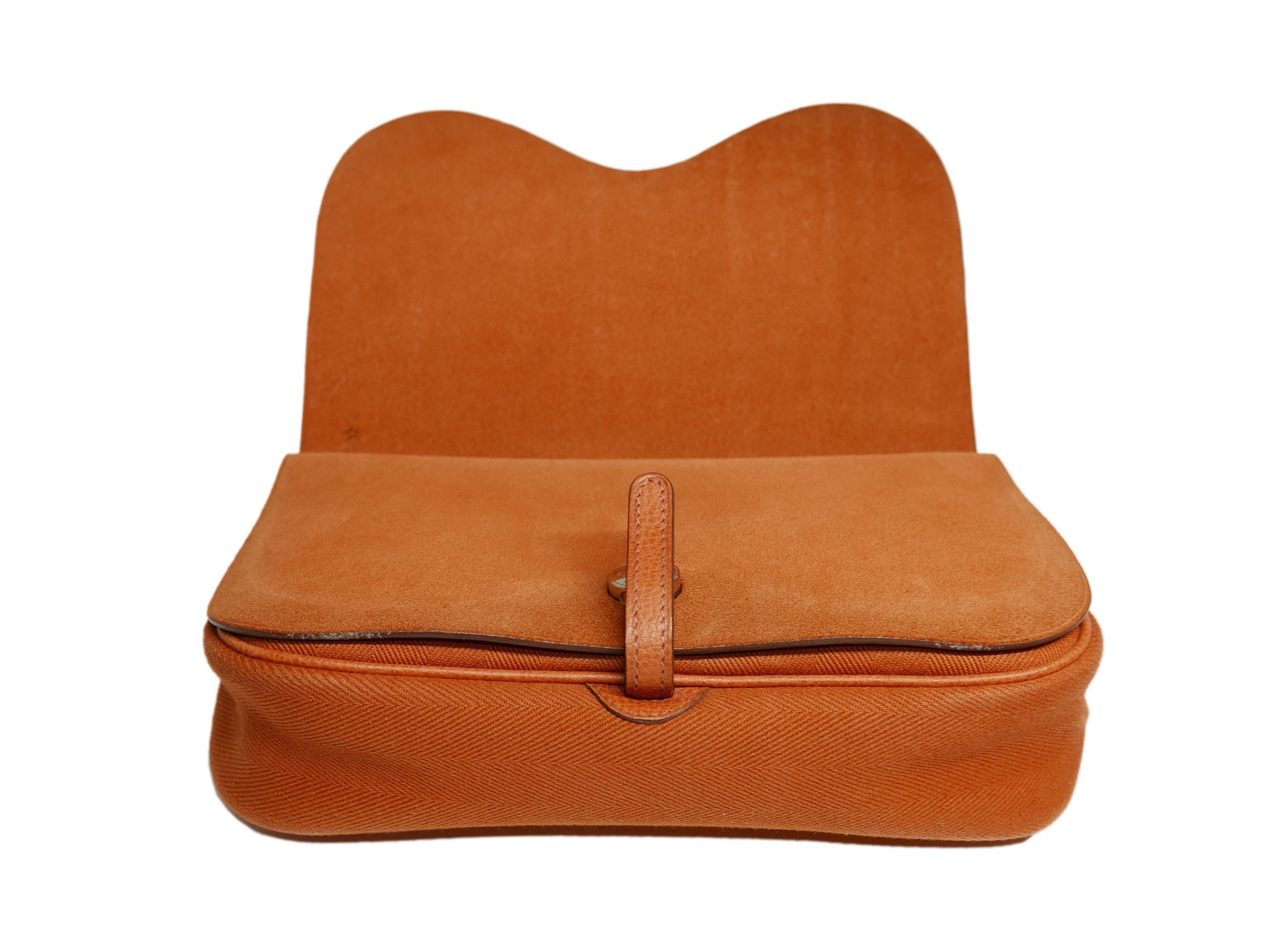 Hermes Orange Colorado Small " I" Stamp Shoulder Bag/ Clutch-33194