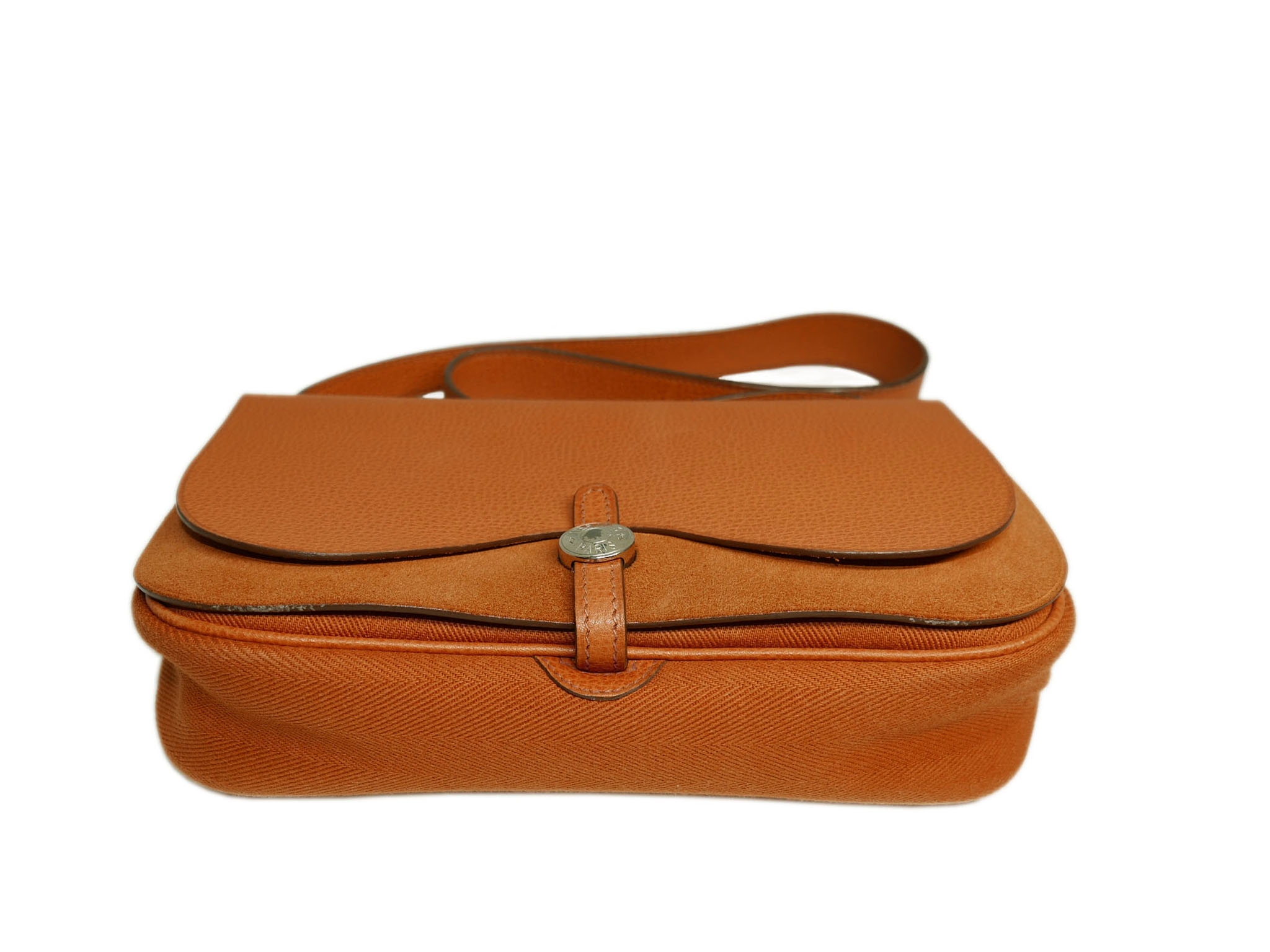 Hermes Orange Colorado Small " I" Stamp Shoulder Bag/ Clutch-33195
