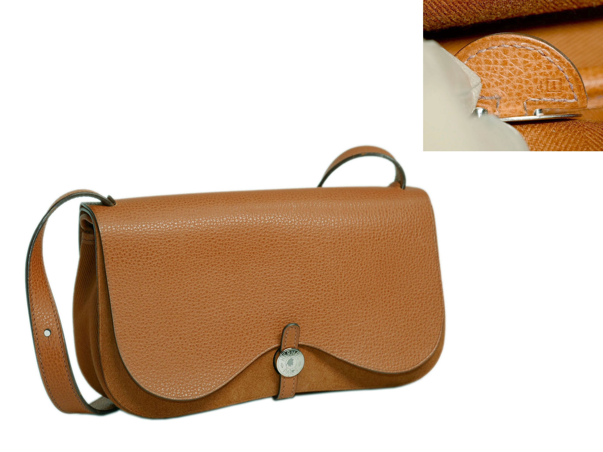 Hermes Orange Colorado Small " I" Stamp Shoulder Bag/ Clutch-33196