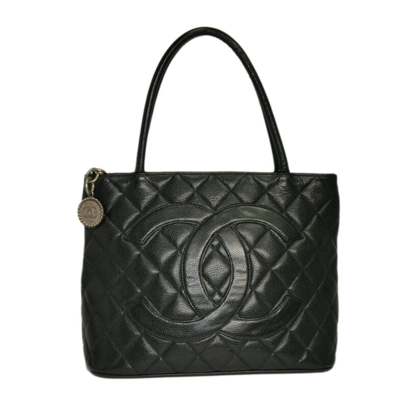 Chanel 6670492 Black Caviar Medallion Tote Silver Hardware-0