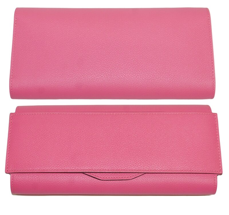 Hermes Rose Azalee Evercolor Calfskin Passant Long Wallet/ Clutch-0