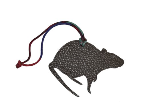 Hermes Petit H Rat PM Black/ Ebene Leather Bag Charm-0