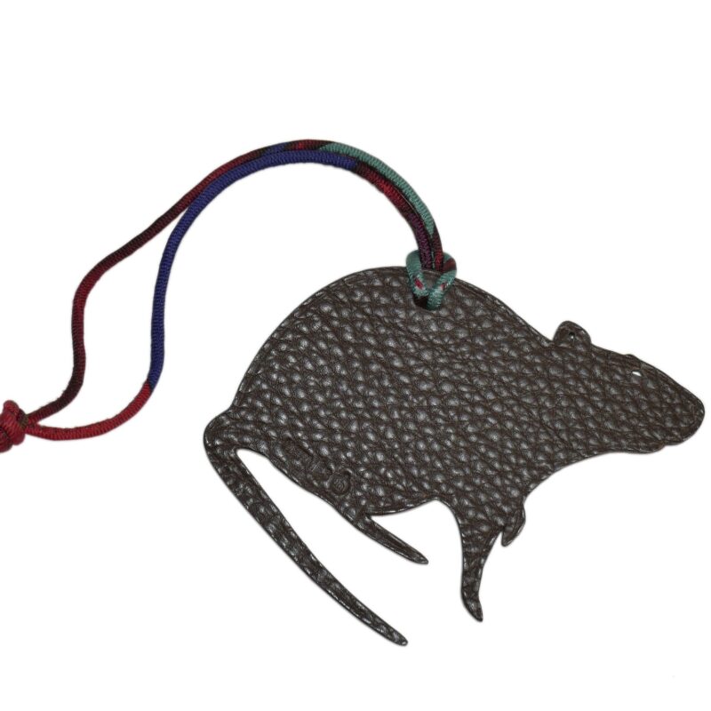 Hermes Petit H Rat PM Black/ Ebene Leather Bag Charm-0