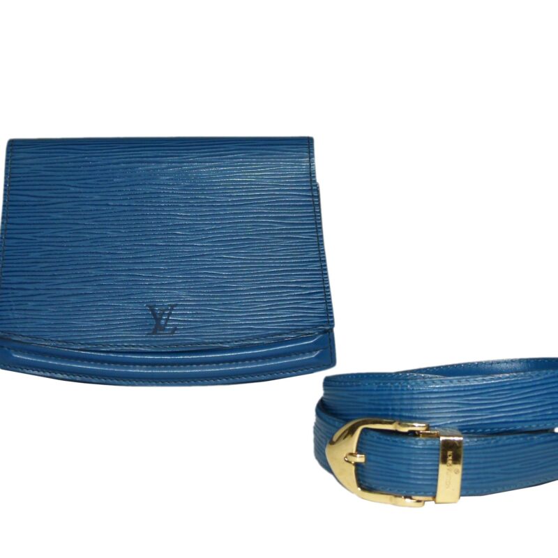 Louis Vuitton Blue Epi Leather Vintage CeintureTilsitt Pochette / Waist Pouch, Belt Size 85/34 -0